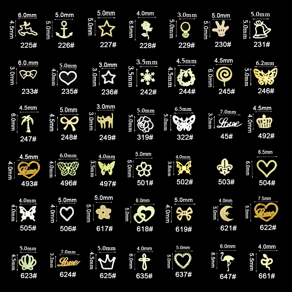 Trending Tech Accessories - 100pcs/bag Gold Heart Metallic Nail Decals