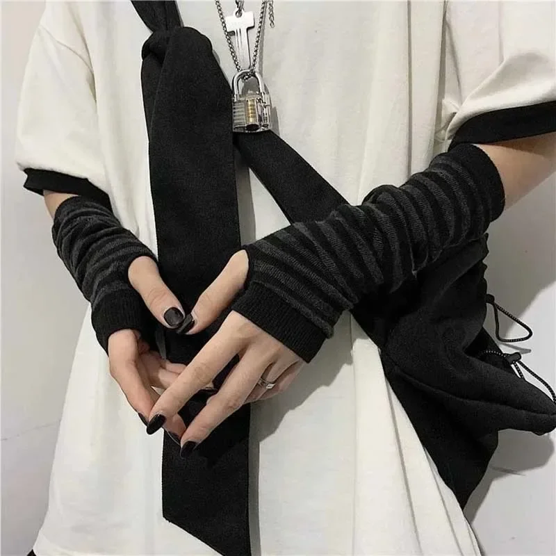 Black Punk Long Fingerless Glo - Y2K Tech Accessories ulasan dan harga