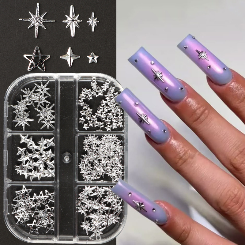 Metal Silver Star Nail Rivet S - Y2K Tech Accessories ulasan dan harga