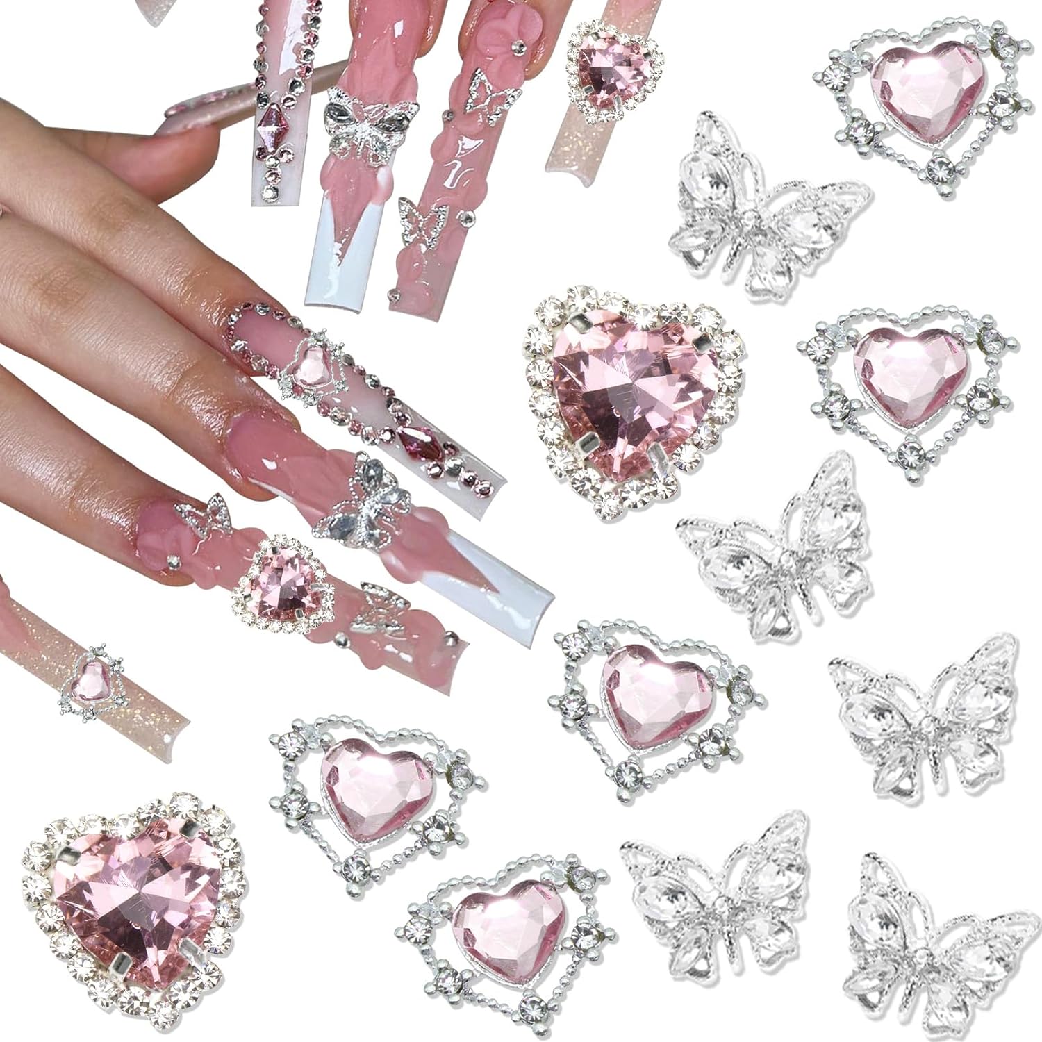 Pink Heart Nail Art Charm 3D S - Trending Tech Accessories ulasan dan harga