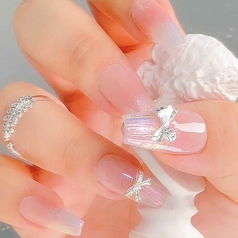 TSZS 3D Silver Bowknot Nail Ch - Trending Tech Accessories ulasan dan harga