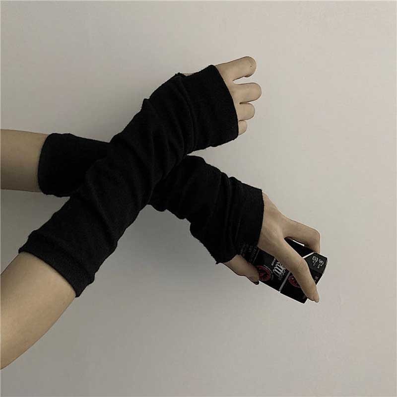 Soft Knit Black Fingerless Arm - Y2K Tech Accessories ulasan dan harga
