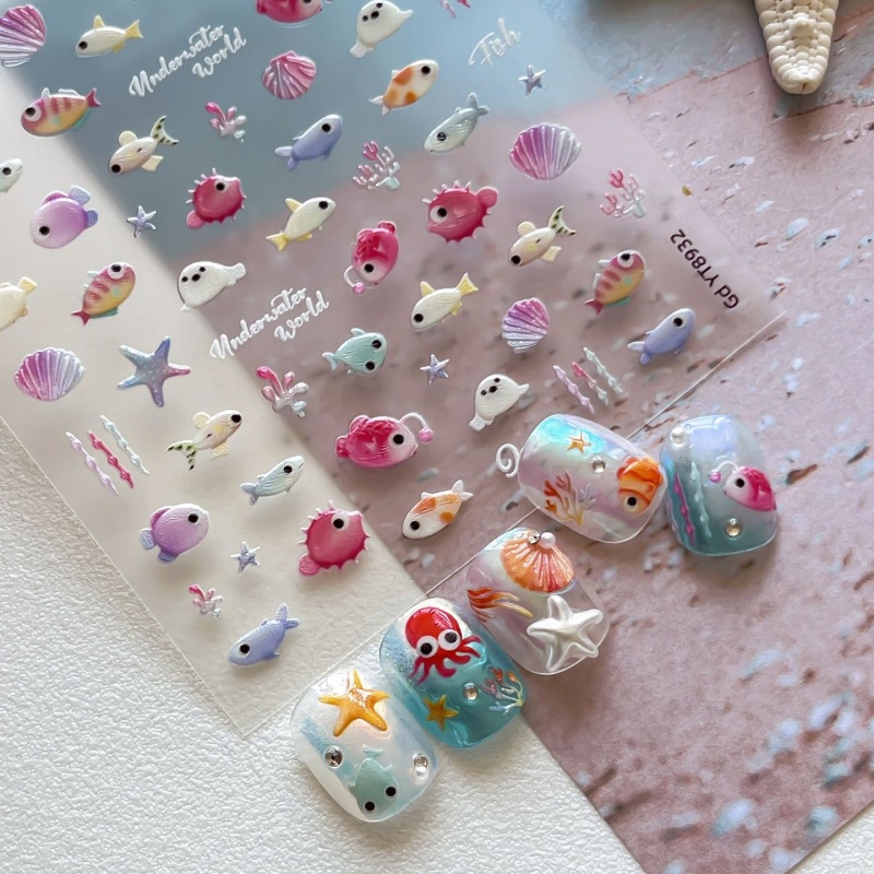 1PC Shell Fish Nail Stickers C - Y2K Tech Accessories ulasan dan harga